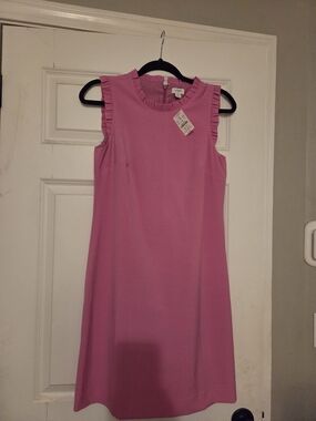 J. Crew Factory Pink Ruffle-Trim Sleeveless Shift Dress
